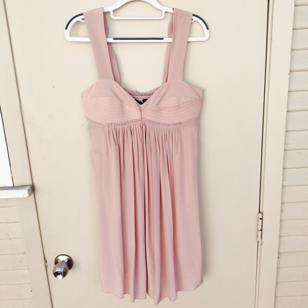 Black Halo Dusty Rose Empire Waist Babydoll Silk Mini Dress Pink Size Medium
